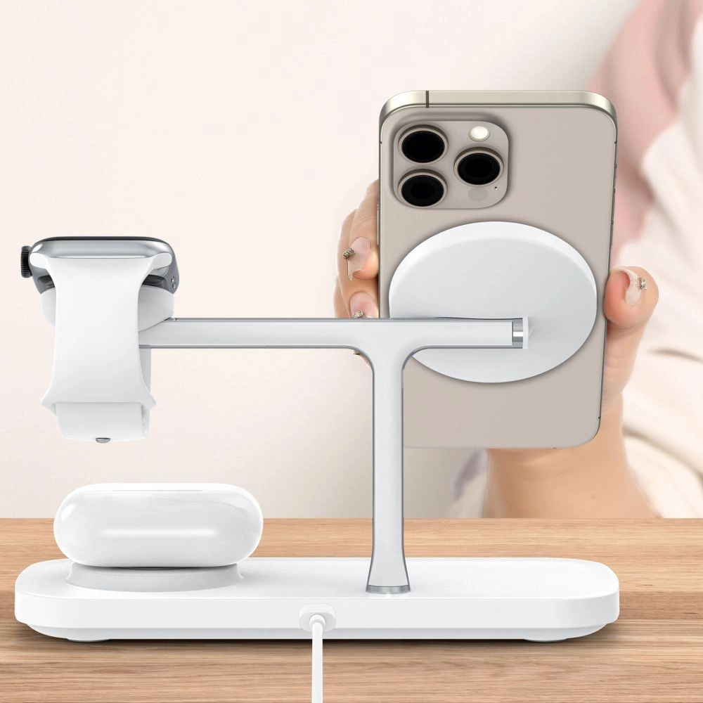 Tech-Protect QI15W-A45 3in1 Wireless Charger with MagSafe for Apple Devices - Whiteeng