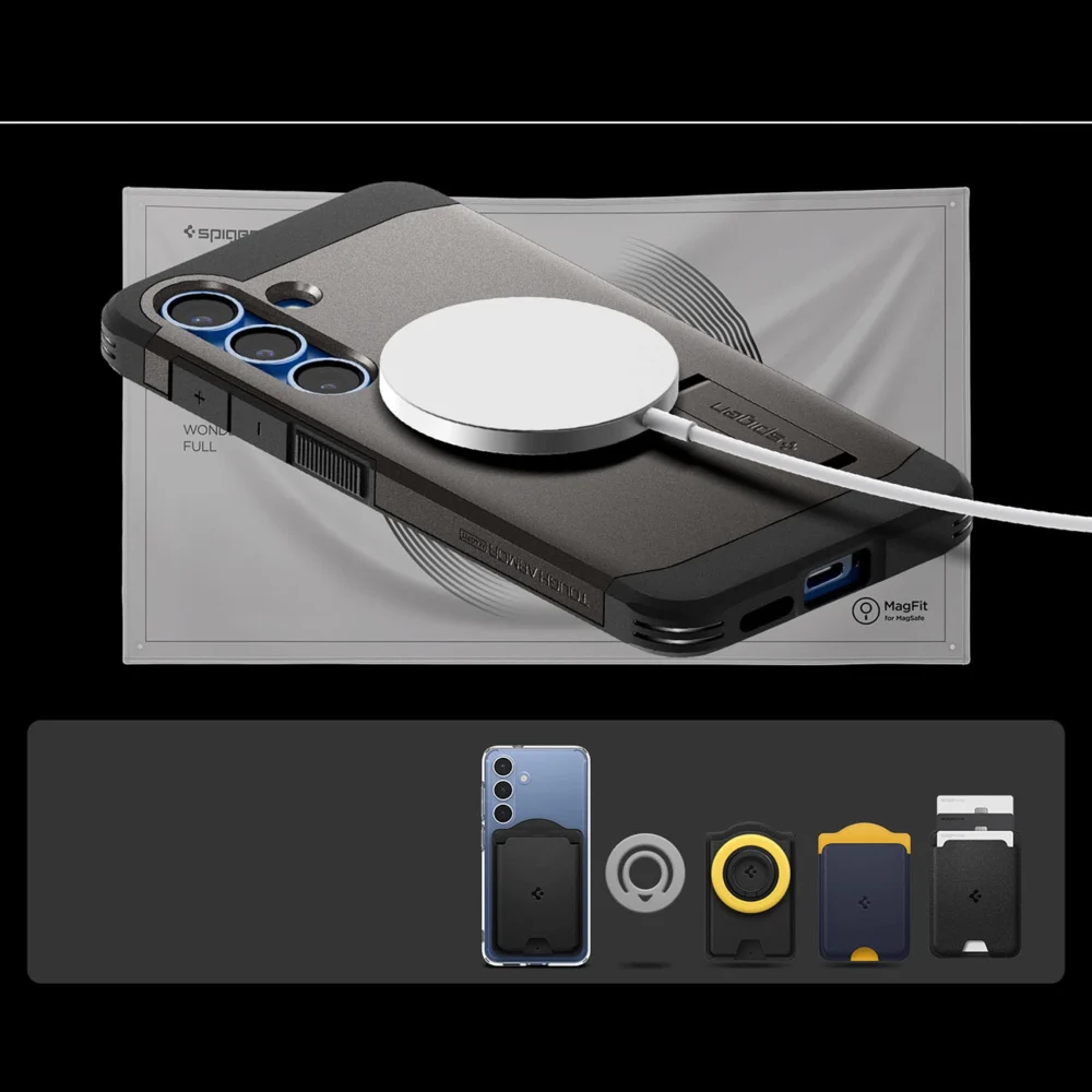 Spigen Tough Armor MagSafe Case for Samsung Galaxy S25 - Grayeng