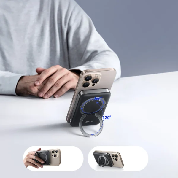 Joyroom JR-PBM12 10000mAh 22.5W Qi2 Powerbank, MagSafe Compatible, with Ring Base - Blackeng