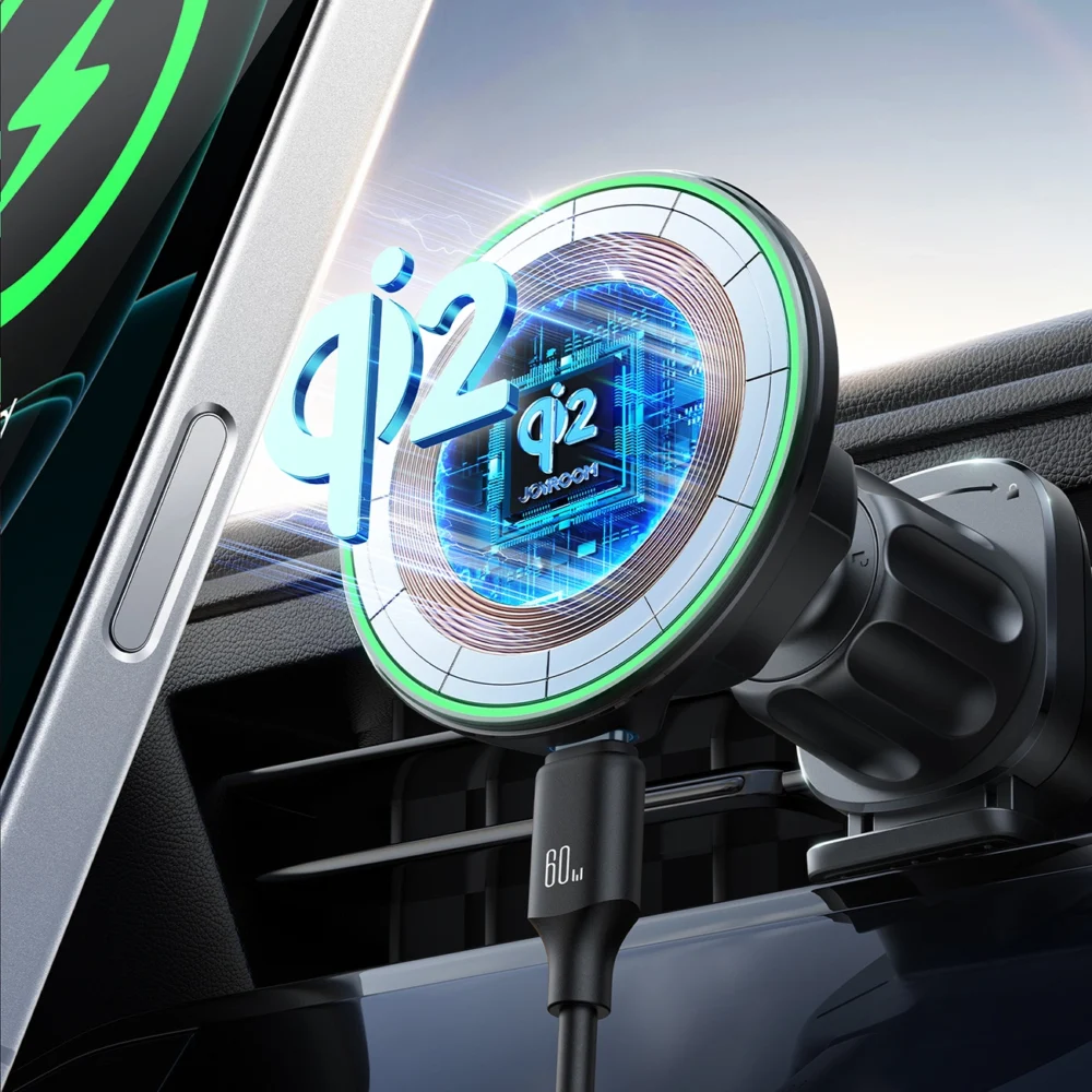Joyroom JR-ZS412 holder with Qi2 15W charger, car, for air vent - blackeng