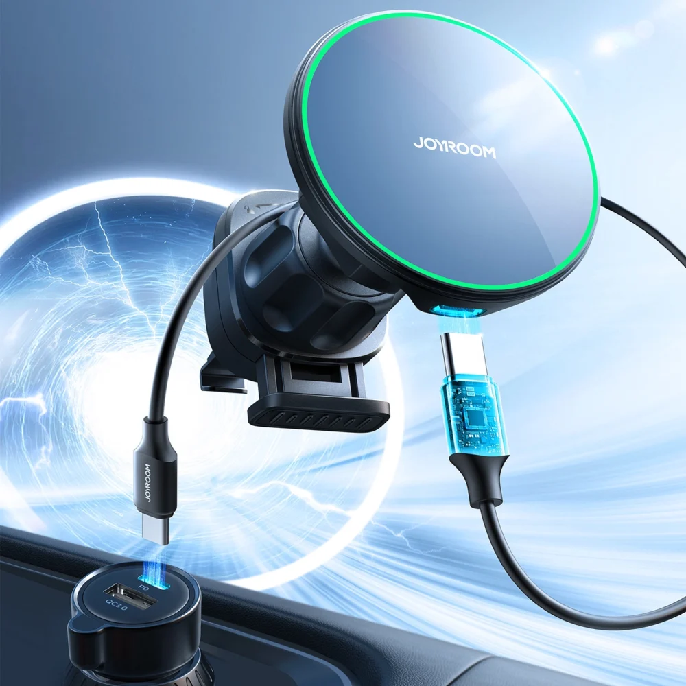 Joyroom JR-ZS412 holder with Qi2 15W charger, car, for air vent - blackeng