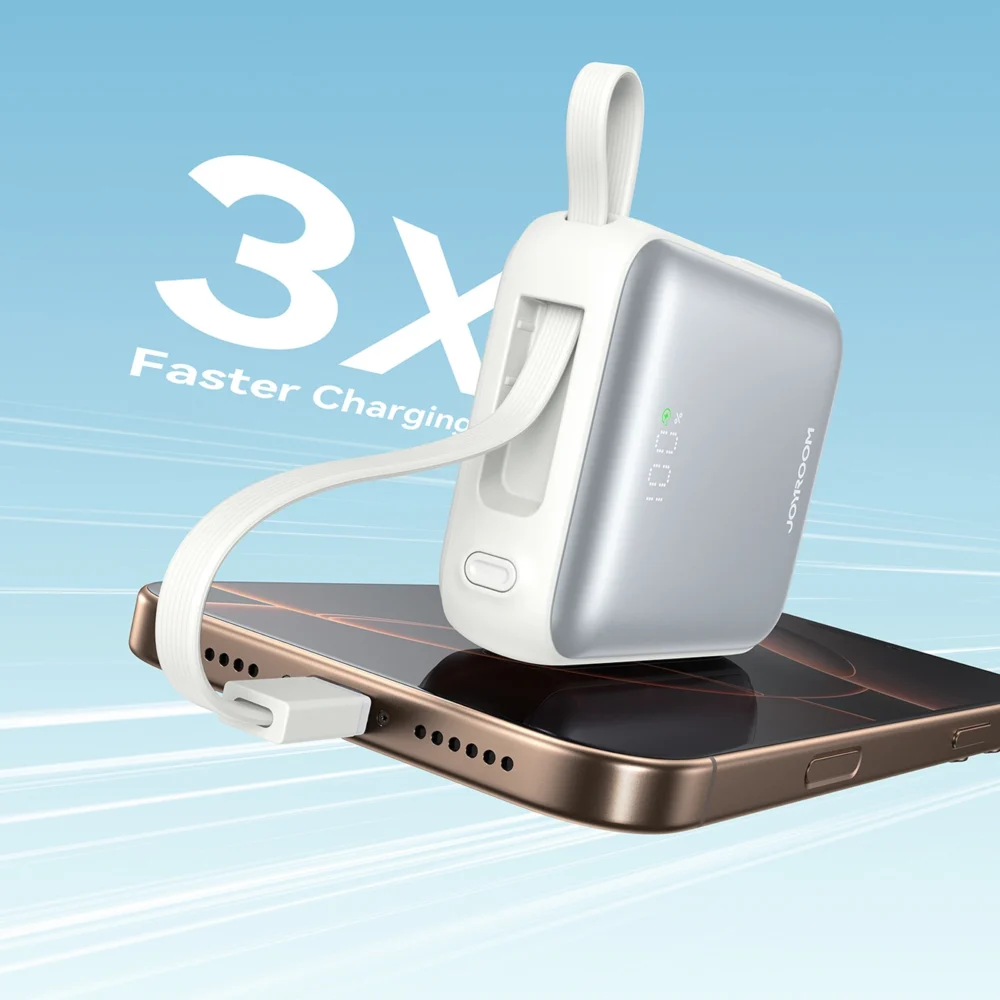 Joyroom JR-PBF27 10000mAh 22.5W Powerbank with Built-in USB-C and Lightning Cables - Whiteeng