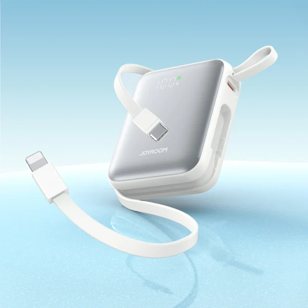 Joyroom JR-PBF27 10000mAh 22.5W Powerbank with Built-in USB-C and Lightning Cables - Whiteeng