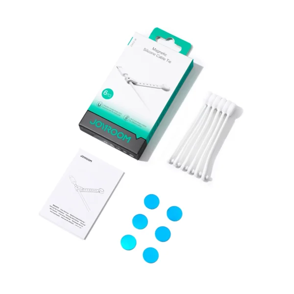 Joyroom JR-ZS422 Silicone Cable Tie with Magnet, Set of 6 - Whiteeng