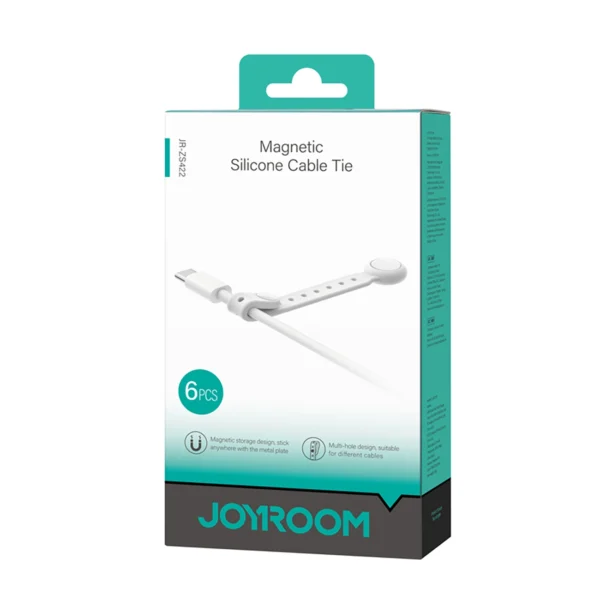 Joyroom JR-ZS422 Silicone Cable Tie with Magnet, Set of 6 - Whiteeng