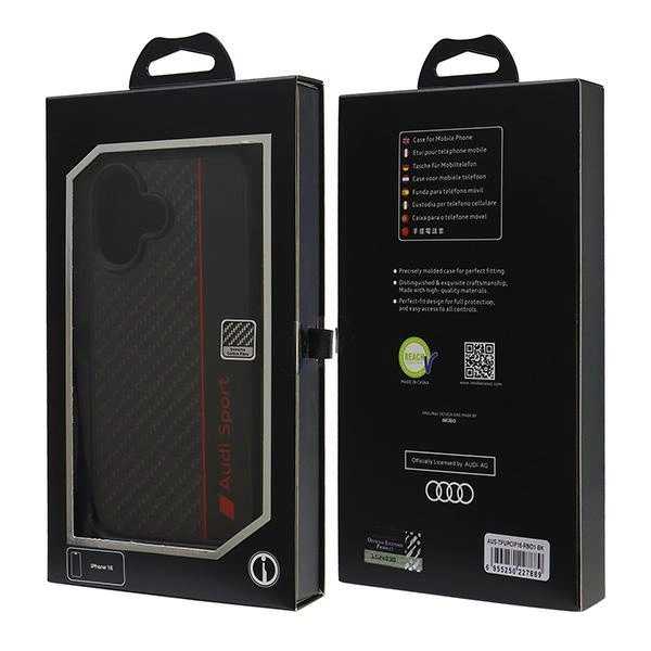 Audi Carbon Fiber Stripe Case for iPhone 16 6.1" - Blackeng