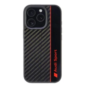 Audi Carbon Fiber Stripe iPhone 16 Pro 6.3" black/black hardcase AUS-TPUPCIP16P-R8/D1-BKeng