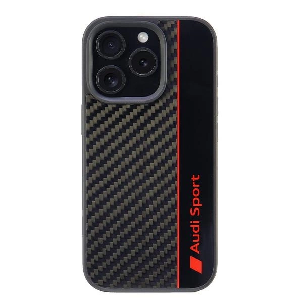Audi Carbon Fiber Stripe iPhone 16 Pro 6.3" black/black hardcase AUS-TPUPCIP16P-R8/D1-BKeng