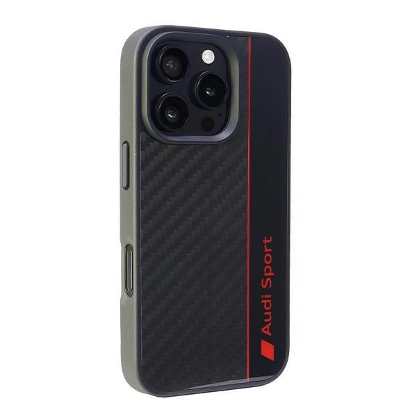 Audi Carbon Fiber Stripe iPhone 16 Pro 6.3" black/black hardcase AUS-TPUPCIP16P-R8/D1-BKeng