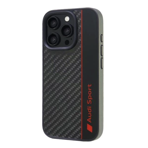 Audi Carbon Fiber Stripe iPhone 16 Pro 6.3" black/black hardcase AUS-TPUPCIP16P-R8/D1-BKeng