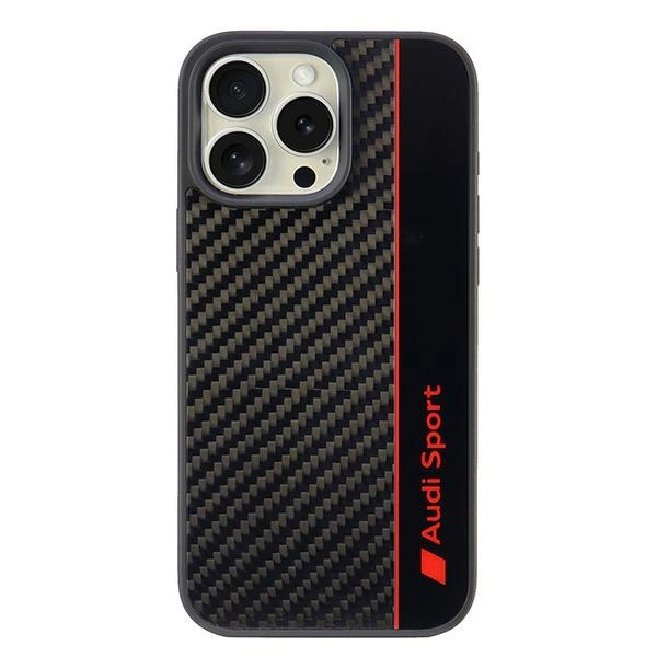 Audi Carbon Fiber Stripe iPhone 16 Pro Max 6.9" black hardcase AUS-TPUPCIP16PM-R8/D1-BKeng