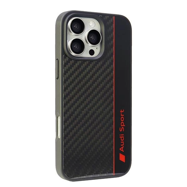 Audi Carbon Fiber Stripe iPhone 16 Pro Max 6.9" black hardcase AUS-TPUPCIP16PM-R8/D1-BKeng