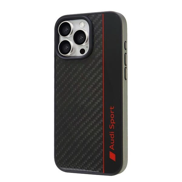 Audi Carbon Fiber Stripe iPhone 16 Pro Max 6.9" black hardcase AUS-TPUPCIP16PM-R8/D1-BKeng