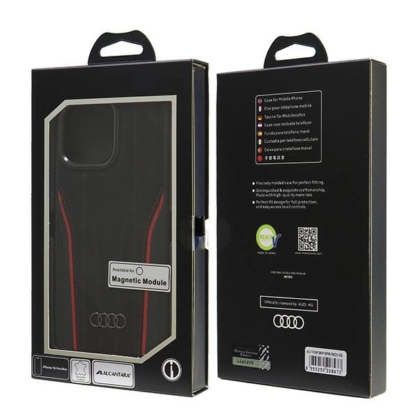 Audi Genuine Leather MagSafe iPhone 16 Pro Max 6.9" black-red hardcase AU-TPUPCMIP16PM-R8/D3-RDeng