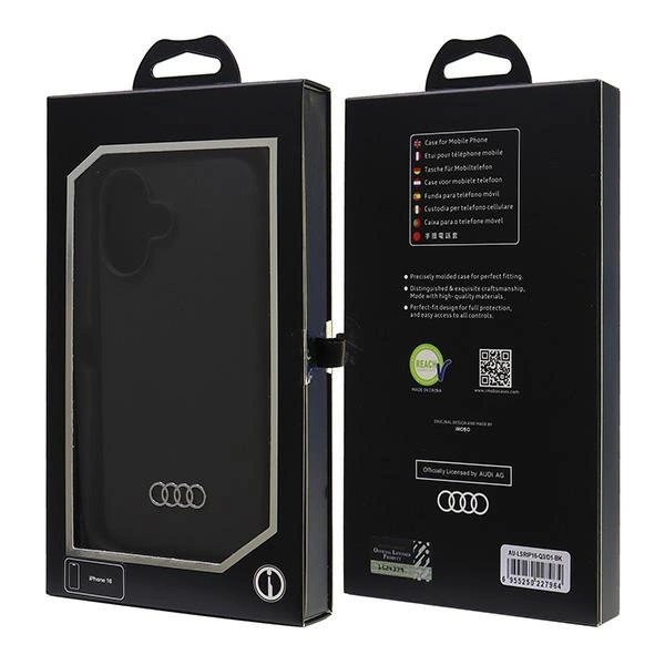Audi Silicone Case iPhone 16 6.1" black/black hardcase AU-LSRIP16-Q3/D1-BKeng