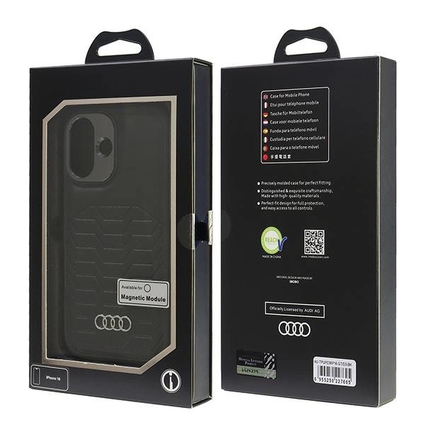 Audi Synthetic Leather MagSafe iPhone 16 6.1" black/black hardcase AU-TPUPCMIP16-GT/D3-BKeng