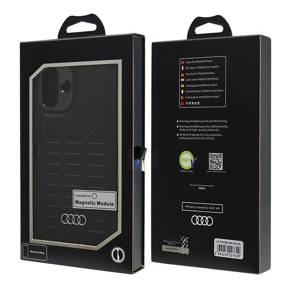 Audi Synthetic Leather MagSafe iPhone 16 Plus 6.7" black/black hardcase AU-TPUPCMIP16M-GT/D3-BKeng