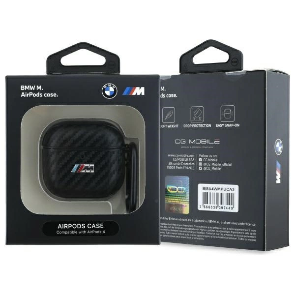 BMW BMA4CMPUCA AirPods 4 cover black/black PU Carbon M Collectioneng