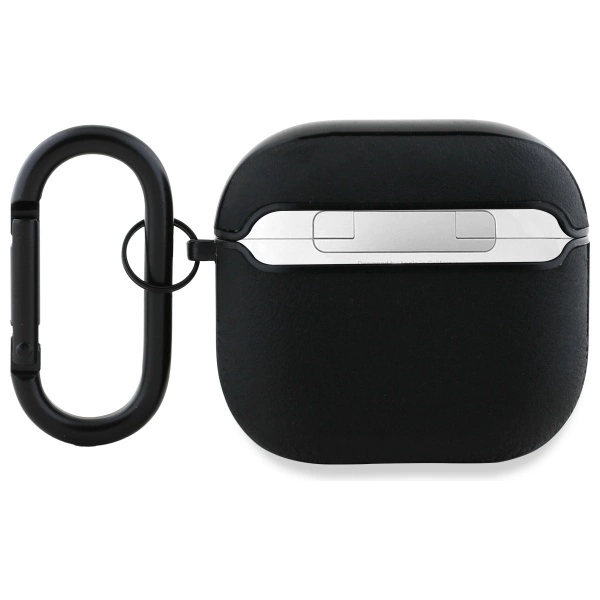 BMW BMA4SSLBK AirPods 4 cover black/black Geniune Leather Silver Logoeng