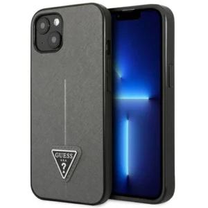 Guess SaffianoTriangle Logo case for iPhone 13 / 14 / 15 6.1" - silvereng
