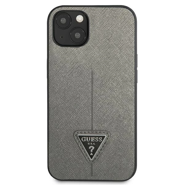 Guess SaffianoTriangle Logo case for iPhone 13 / 14 / 15 6.1" - silvereng