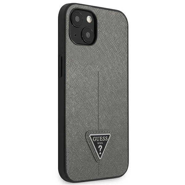 Guess SaffianoTriangle Logo case for iPhone 13 / 14 / 15 6.1" - silvereng