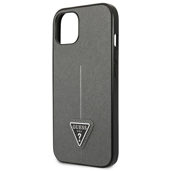Guess SaffianoTriangle Logo case for iPhone 13 / 14 / 15 6.1" - silvereng