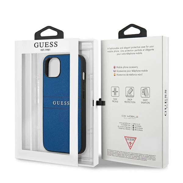 Guess Saffiano Strap Case for iPhone 13 mini 5.4" - Blueeng
