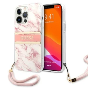 Guess Marble Strap Collection iPhone 13 Pro Max 6.7" Case - Pinkeng