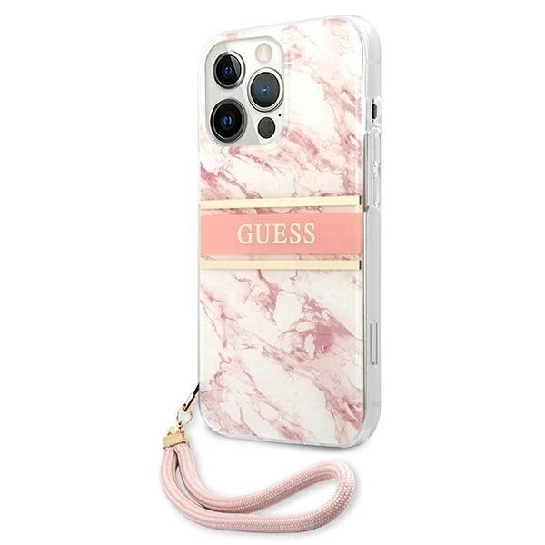 Guess Marble Strap Collection iPhone 13 Pro Max 6.7" Case - Pinkeng