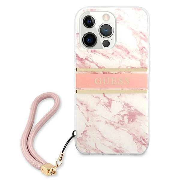 Guess Marble Strap Collection iPhone 13 Pro Max 6.7" Case - Pinkeng