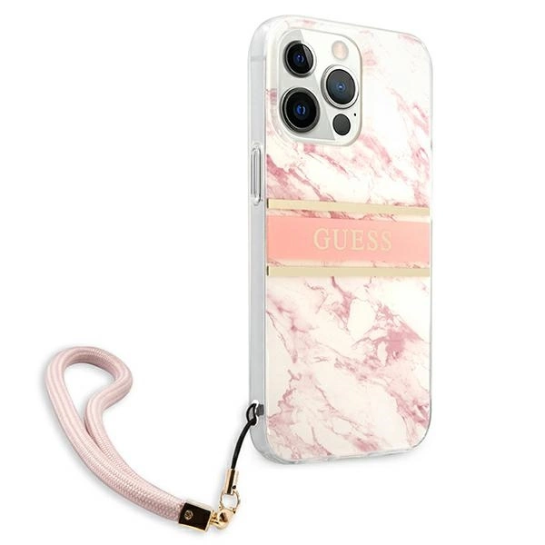 Guess Marble Strap Collection iPhone 13 Pro Max 6.7" Case - Pinkeng