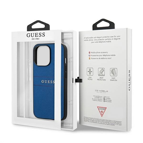 Guess Saffiano Strap Case for iPhone 13 Pro Max 6.7" - Blueeng