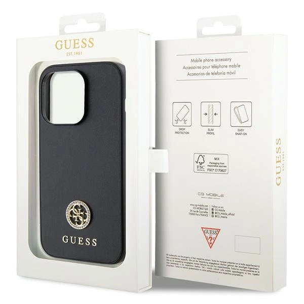 Guess Strass Metal Logo Case for iPhone 14 Pro Max 6.7" - Blackeng