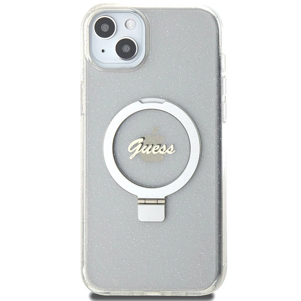 Guess GUHMP15MHRSGSD iPhone 15 Plus / 14 Plus 6.7" transparent/transparent hardcase Ring Stand Script Glitter MagSafeeng