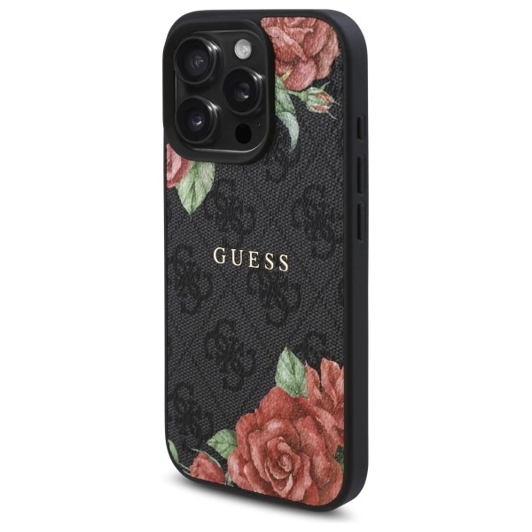 Guess GUHMP16LP4ROPEMCK iPhone 16 Pro 6.3" black/black hardcase 4G Flowers Print MagSafeeng