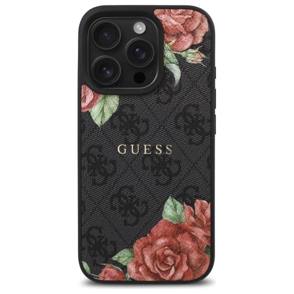 Guess GUHMP16LP4ROPEMCK iPhone 16 Pro 6.3" black/black hardcase 4G Flowers Print MagSafeeng
