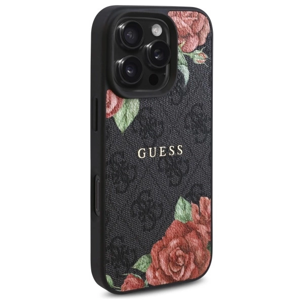 Guess GUHMP16LP4ROPEMCK iPhone 16 Pro 6.3" black/black hardcase 4G Flowers Print MagSafeeng