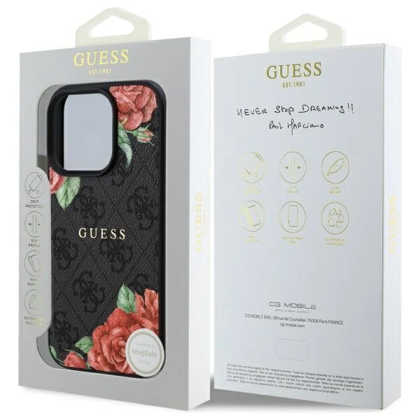 Guess GUHMP16LP4ROPEMCK iPhone 16 Pro 6.3" black/black hardcase 4G Flowers Print MagSafeeng