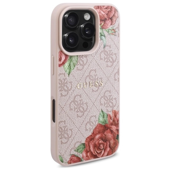 Guess GUHMP16LP4ROPEMCP iPhone 16 Pro 6.3" pink/pink hardcase 4G Flowers Print MagSafeeng