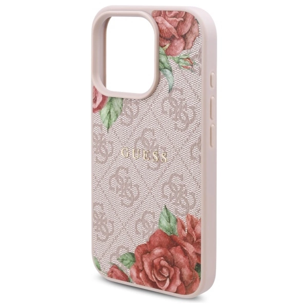 Guess GUHMP16LP4ROPEMCP iPhone 16 Pro 6.3" pink/pink hardcase 4G Flowers Print MagSafeeng
