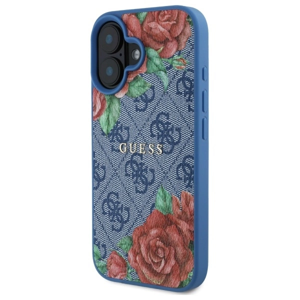 Guess GUHMP16SP4ROPEMCB iPhone 16 6.1" blue/blue hardcase 4G Flowers Print MagSafeeng