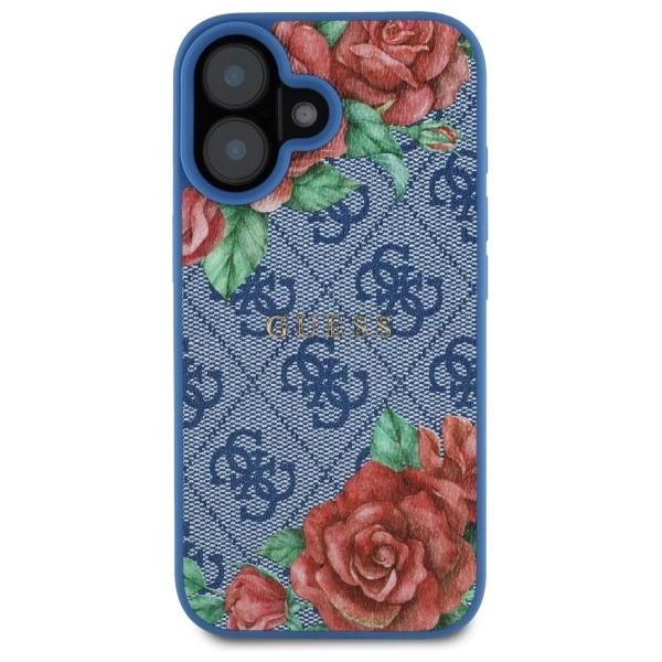 Guess GUHMP16SP4ROPEMCB iPhone 16 6.1" blue/blue hardcase 4G Flowers Print MagSafeeng