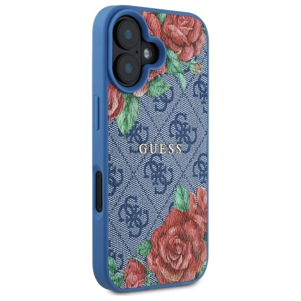 Guess GUHMP16SP4ROPEMCB iPhone 16 6.1" blue/blue hardcase 4G Flowers Print MagSafeeng