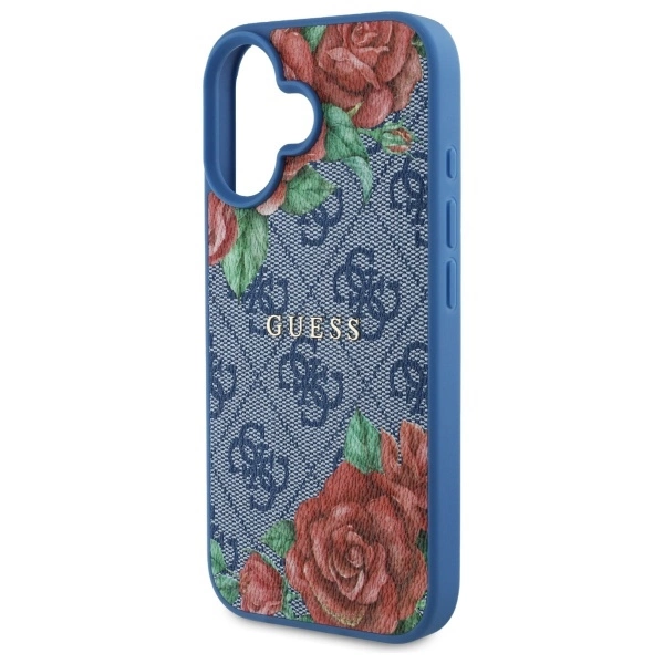 Guess GUHMP16SP4ROPEMCB iPhone 16 6.1" blue/blue hardcase 4G Flowers Print MagSafeeng