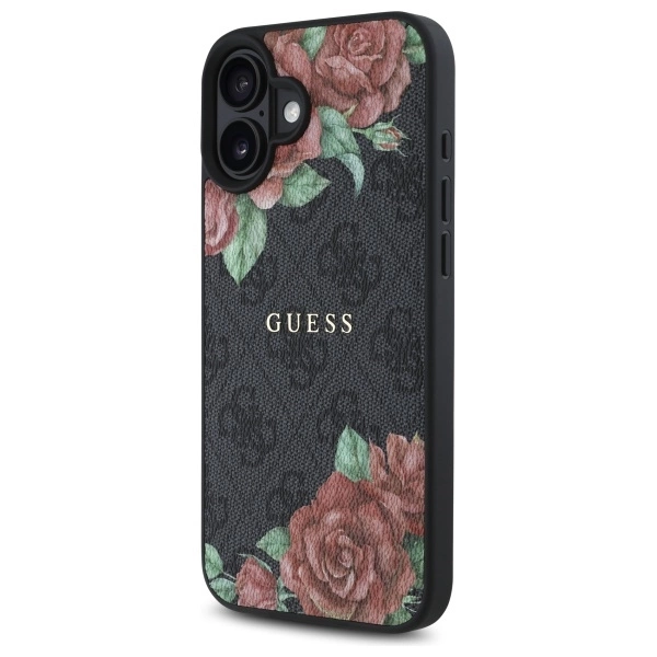 Guess GUHMP16SP4ROPEMCK iPhone 16 6.1" black/black hardcase 4G Flowers Print MagSafeeng