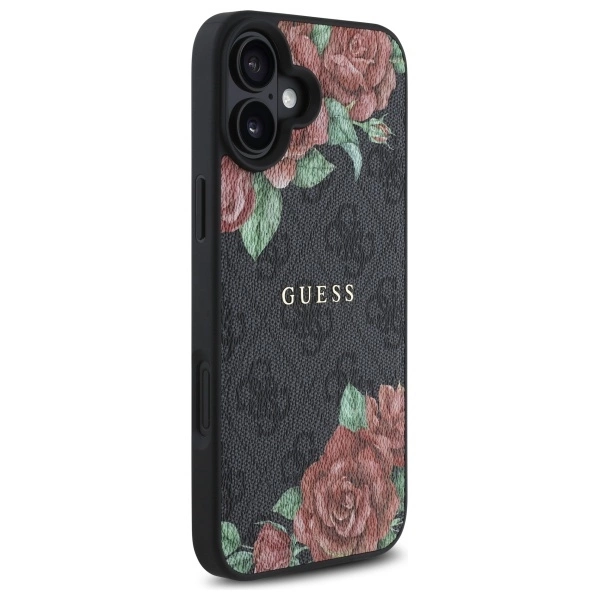 Guess GUHMP16SP4ROPEMCK iPhone 16 6.1" black/black hardcase 4G Flowers Print MagSafeeng