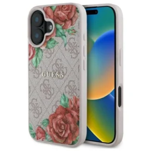 Guess GUHMP16SP4ROPEMCP iPhone 16 6.1" pink/pink hardcase 4G Flowers Print MagSafeeng