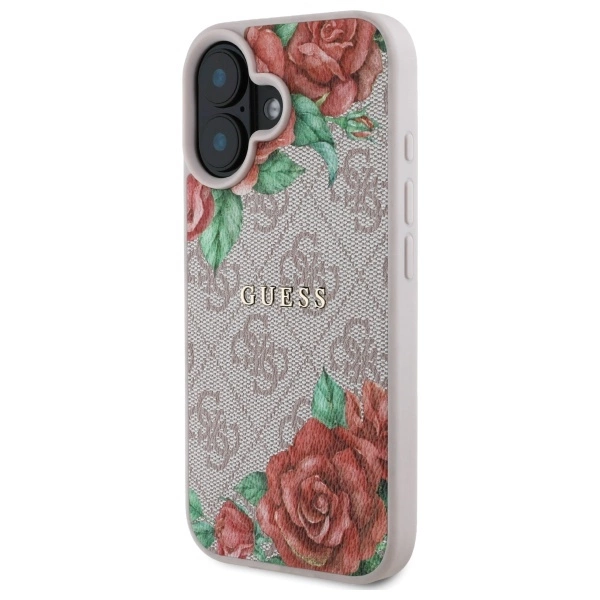 Guess GUHMP16SP4ROPEMCP iPhone 16 6.1" pink/pink hardcase 4G Flowers Print MagSafeeng