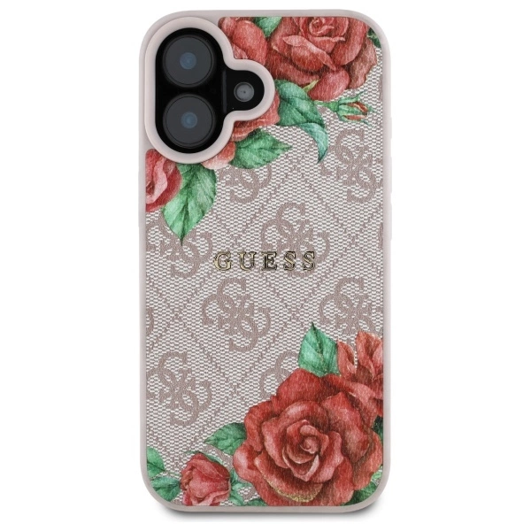 Guess GUHMP16SP4ROPEMCP iPhone 16 6.1" pink/pink hardcase 4G Flowers Print MagSafeeng